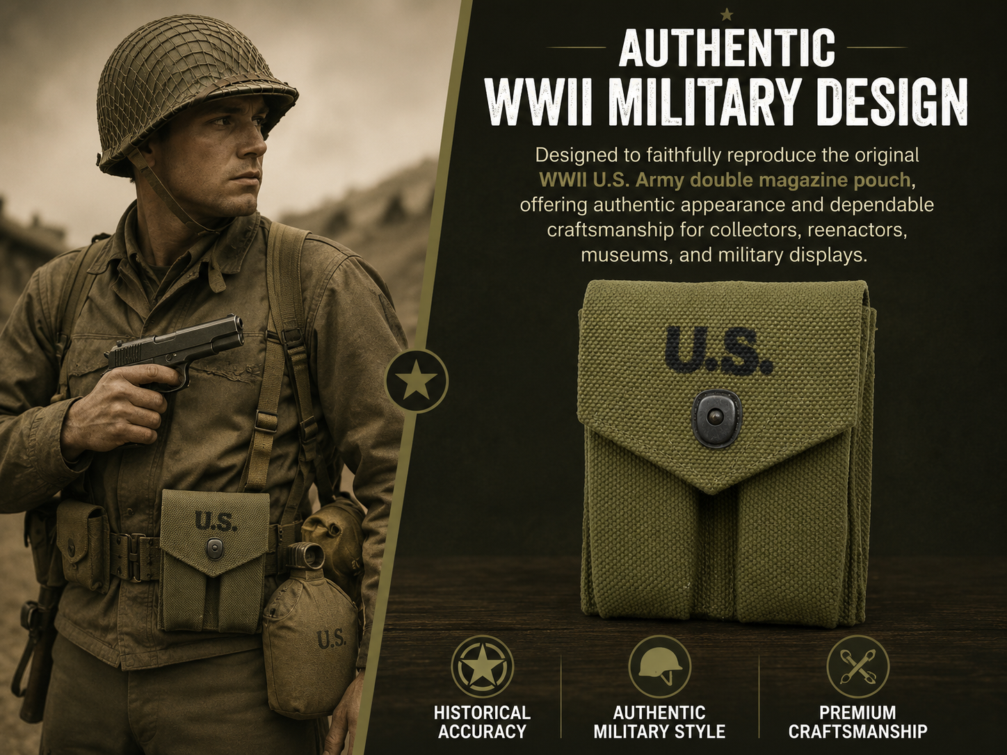 WW2 Colt .45 Double Magazine Canvas Pouch product banner