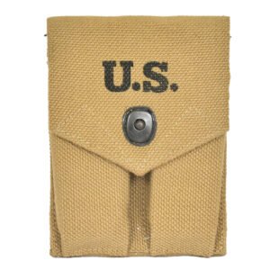HET High End Tactical WW2 Colt 45 Auto Double Magazine Pouch Vintage Military Style Ammo Carbine Pouch for Two Magazines Canvas Belt Holster Accessory (Khaki)