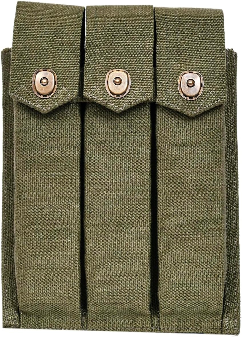 US WWII Thompson 3 Cell Magazine Pouch Military Style Canvas Ammo Pouch for Tactical & Reenactment Gear